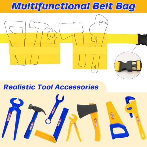Construction Worker Role Play Costume Dress-Up Set, Costume Kids Construction Tool Set Toddler Worker Boys Pretend Builder...