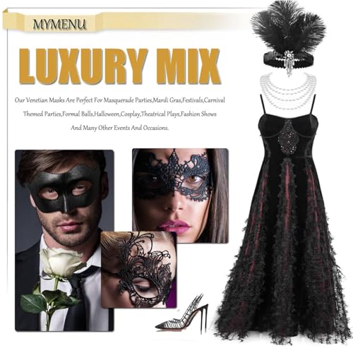 MYMENU Masquerade Masks for Women Couple Men Venetian Mask Halloween Carnival Mask for Party Prom Costume