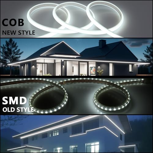 BENLUN AC 110V COB LED Strip Lights Outdoor Waterproof 65.6ft, 6000K Cool White Super Bright 200W CRI 90+ LED Rope Light, ...