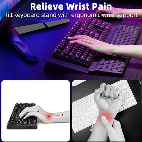 Ospelelf Keyboard Stand with Wrist Rest, Comfy Ergonomic Keyboard Riser Holder for Office Home