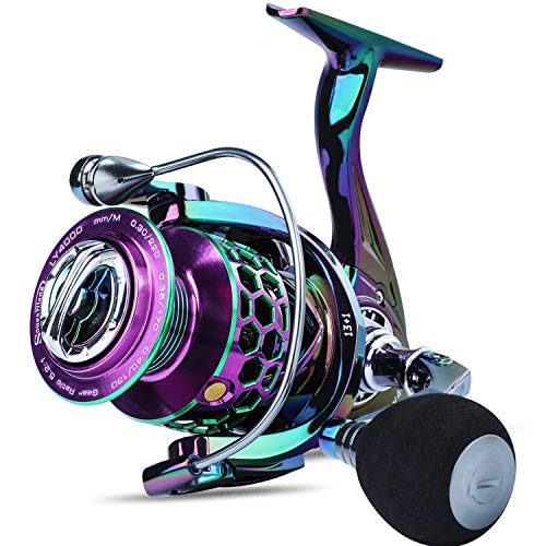 Sougayilang Colorful Fishing Reel 13 +1 BB Light Weight Ultra Smooth Powerful Spinning Reels, with CNC Line Management Gra...