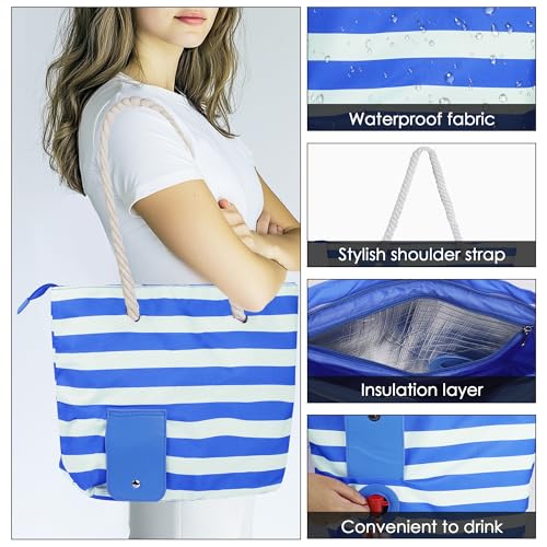 LUWOO Wine Tote Bag with Hidden Drink Dispenser Spout, Beach Wine Cooler Bag, Leakproof Insulated Wine Purse Carrier with ...