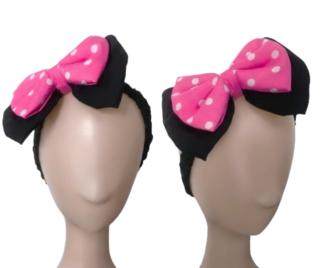MeeTHan Pink Polka Dot Bows Mice Mouse Hair Clips Ears Elastic Bands Costume Accessories: M12 (Minnie clip 6 cm)