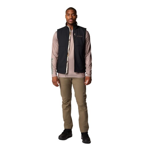 Columbia Men's PHG Ascender II Softshell Vest, Black/Timberwoods Camo, Large