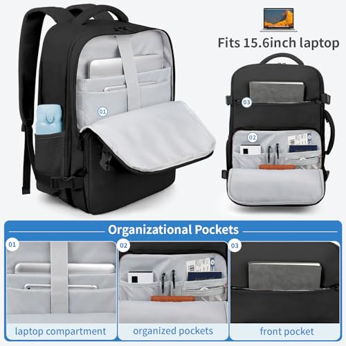 ZOMFELT Travel Backpack for Women Men, Carry on Backpack, TSA 15.6 inch Laptop Backpack Flight Approved, Personal Item Tra...