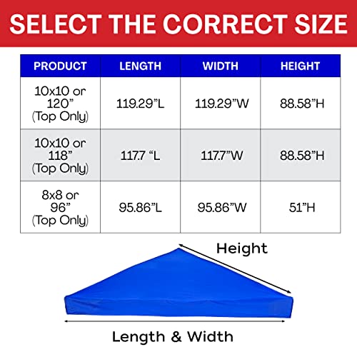 8x8 Pop Up Canopy Top Replacement Cover (Top Only)