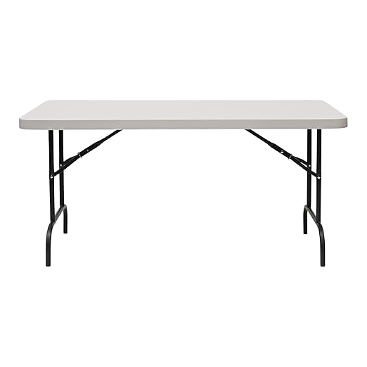 Iceberg IndestrucTable Commercial Folding Table – Heavy-Duty 60” Plastic Utility Table for Indoor/Outdoor Use, Platinum Gr...