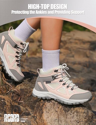 R CORD Kids Hiking Boots Waterproof Non-Slip for Outdoor Lace-Up Closure Girls Hiking Boots Durable TPR Traction Outsole K...