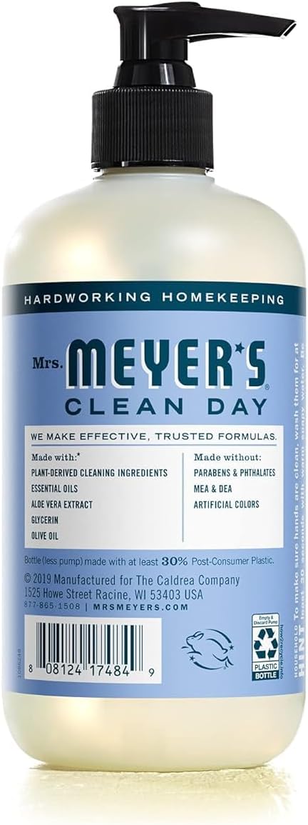 MRS. MEYER'S CLEAN DAY Hand Soap, Made with Essential Oils, Bluebell, 12.5 fl. oz - Pack of 6