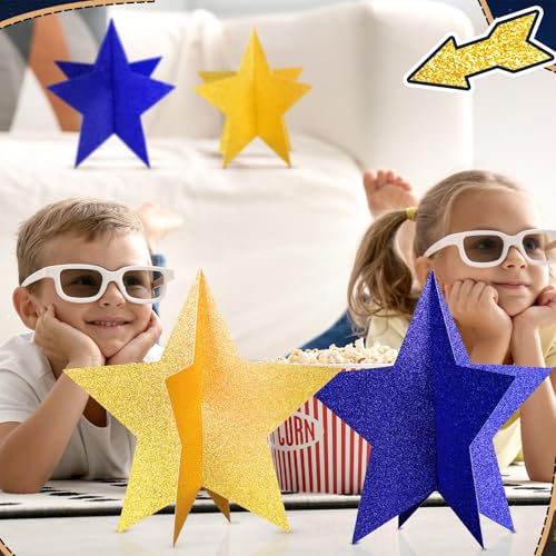 Sinload 45 Pcs 3D Star Centerpiece Movie Night Decoration for Table in 3 Sizes Hanging Supplie for Red Carpet Film Show Th...