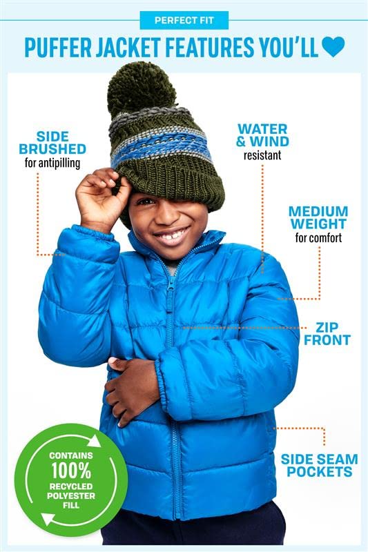 The Children's Place boys Medium Weight Puffer Jacket, Wind, Water-resistant
