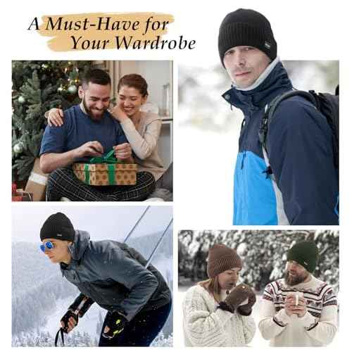 Wmcaps Winter Men Women Fleece Lined Beanie Knitted Hats, Soft Thermal Stocking Skull Caps for Cold Weather
