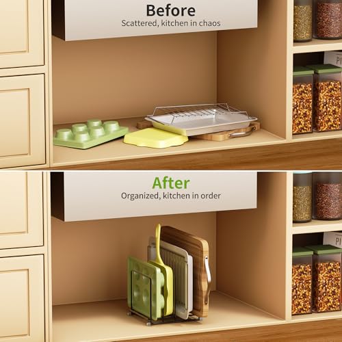 PLUVON Cutting Board Organizer-1.6in Wide Kitchen Cutting Board Holder Stand for Pan,Baking Sheets,Cookie Sheets with 4 Sl...