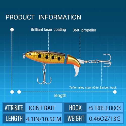 5PCS Glide Bait Set for Fisher Adult Men Teen Boys, Freshwater and Saltwater Fishing Lures Kit for 2025 Xmas Surprise Gift