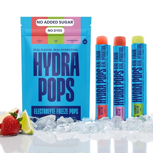 Hydra Pops Electrolyte Freeze Pops Hydration Drinks with Electrolytes, Vegan, Gluten Free, No Added Sugars, 200mg+ Electro...