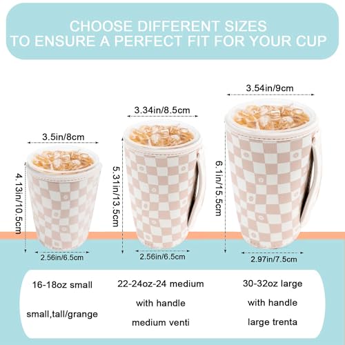KJQJLY 3 Reusable Iced Coffee Sleeves for Iced Coffee Cups or Drinks Reusable Neoprene Insulated Sleeves for Hot and Cold ...