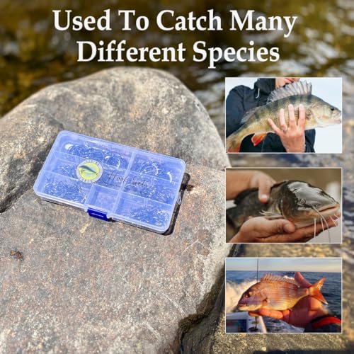 Living Lures Fishing Hooks, Circle Hooks, 150PCS 2X Strong Rust & Corrosion Resistant High Carbon Steel, Saltwater Fishin...