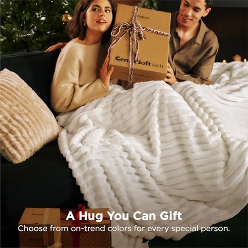 Bedsure GentleSoft White Throw Blanket for Couch - Cozy Blanket for Women, Cute Fleece Throw for Girls, Birthday Gifts for...
