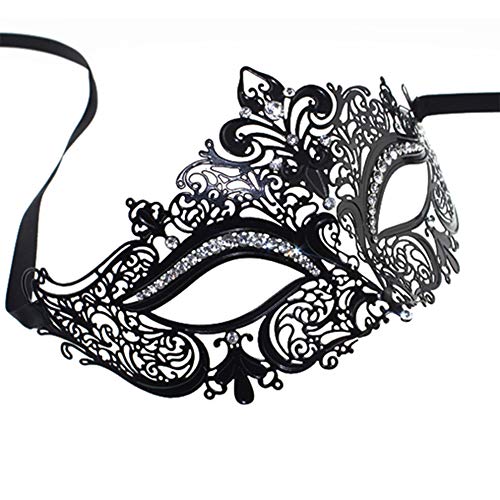Thmyo Couples Venetian Laser Cut Masquerade Mask,Halloween Mardi Gras Party Mask (Black & black)
