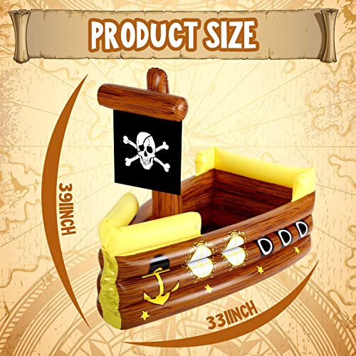 Zhanmai Inflatable Pirate Ship Drink Cooler Inflatable Serving Bar Food Container for Summer Carniva Mardi Gras Pirate Bir...