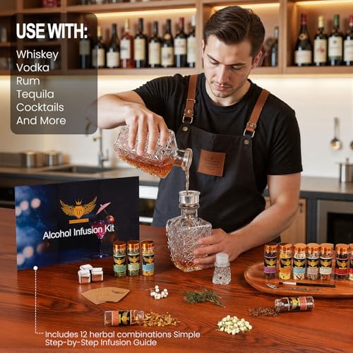 JenChrysm Whiskey Infusion Kit - Alcohol Infusion Kit to Make Your Own Flavored Drink, Whiskey Making Kit with Natural Ing...