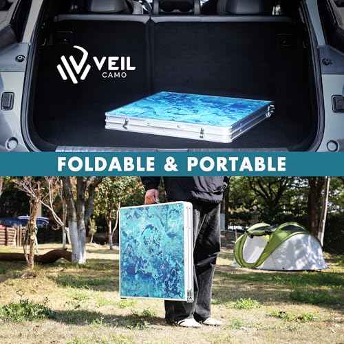 VILLEY Folding Camping Table 4FT, Large Portable Aluminum Table with Adjustable Height, Foldable Lightweight Picnic Table with Carry Handle for Camping, BBQ, Outdoor & Indoor Activities