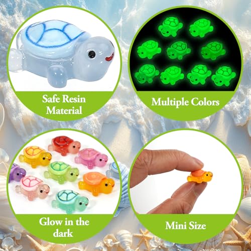 Mini Resin Turtles Figures to Hide, 72 PCS Tiny Resin Animal Figurines Little Small Plastic Turtles Miniature Festival Rav...