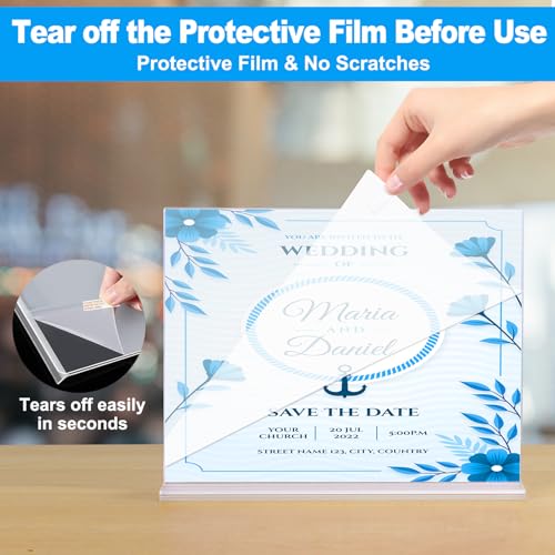 EHWINE 6 Pack Acrylic Sign Holder 8.5 x 11 Horizontal, Double-Sided Stand up Table Top Sign Holders, Clear Acrylic Picture...