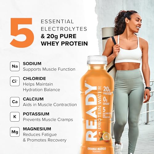 Ready® Protein Water – 20g Whey Protein Isolate, Zero Sugar, Low-Calorie Sports Drink for Hydration & Recovery – Electroly...