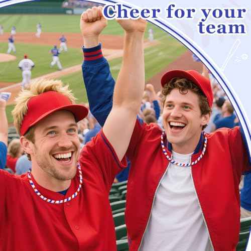 Red White and Blue Baseball Necklace Sparkly Rhinestone Baseball Game Day Chain Accessories for Men Women Baseball Team Players Lovers Gift
