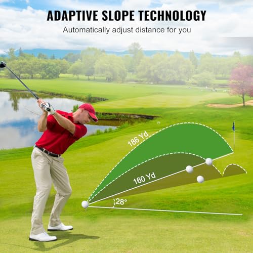 VEVOR Golf Rangefinder, Laser Golfing Hunting Range Finder, 6X Magnification Distance Measuring, Golfing Accessory with High-Precision Flag Lock, Slope Switch, Continuous Scan, and Batteries