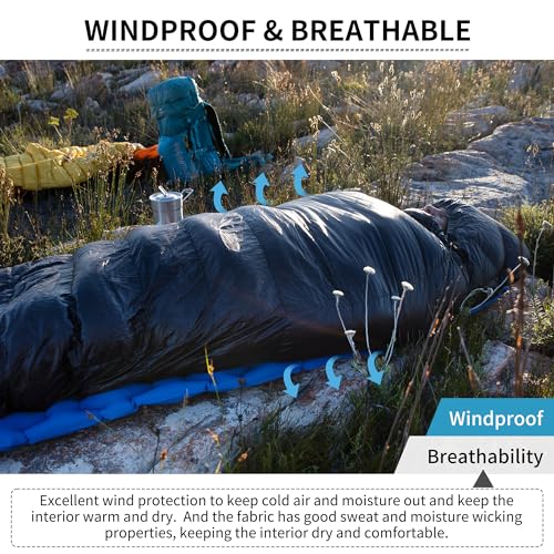 Naturehike Ultralight Down Sleeping Bag, 650FP Backpacking Sleeping Bag for Adults, 42℉ Waterproof Sleeping Bags for Campi...