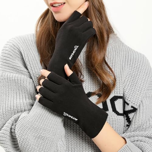 Winter Wool Fingerless Gloves for Men Women Half Finger Gloves with Touchscreen Fingers