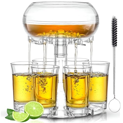 Etihub Shot Glass Dispenser And Holder - Party Drink Set For Liquor With 6 Glasses, Cool Glass Shots Game Accessories, Cut...