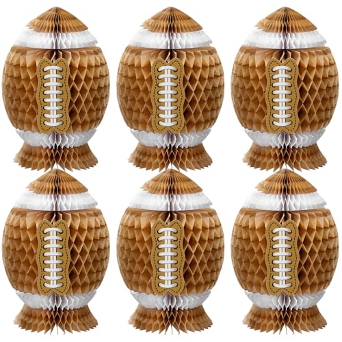 Fourluoo 6 Pcs Football Party Decorations Large Football Honeycomb Centerpieces 3D Ball Table Decor Sports Ball Paper Hone...