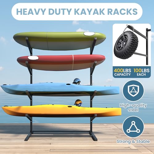 BBTEQEKN Kayak Storage Rack, Heavy Duty Kayak Racks for Garage and Outdoor Storage, for Kayak, Canoe, Surfboard, Paddleboard