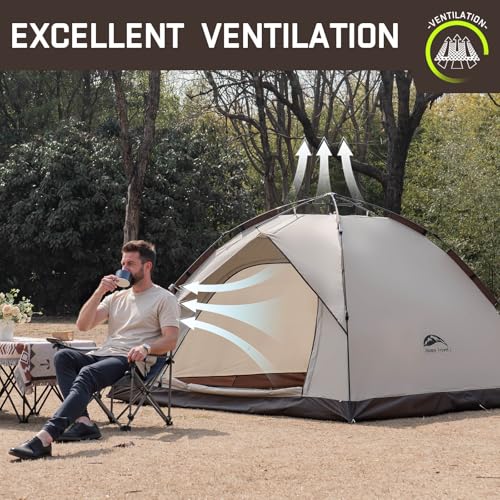 Happy Travel 1/2/3/4 Person Camping Tent, Instant Easy Pop Up Tents for Camping,Automatic Waterproof Family Camping Tent, ...
