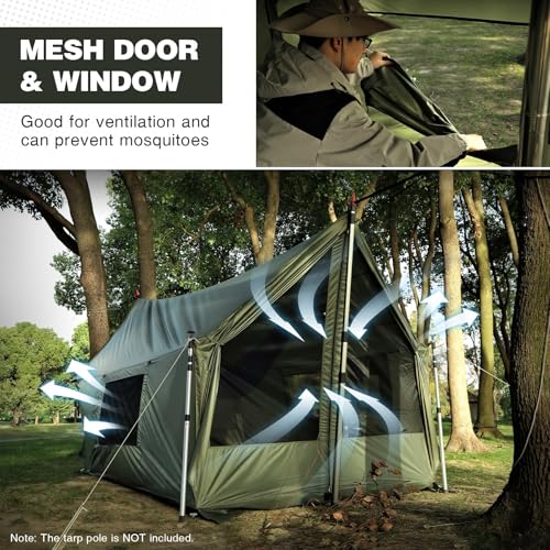 REDCAMP Large Hammock Hot Tent with Stove Jack, Waterproof & Windproof Winter Wall Tent with Snow Skirt, Ultralight 4 Seas...