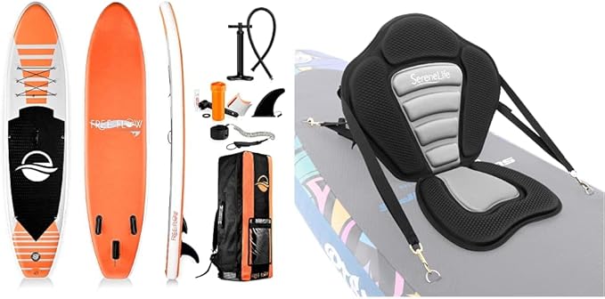 SereneLife Inflatable Stand Up Paddle Board (6 Inches Thick) Bundle with Premium SUP Accessories