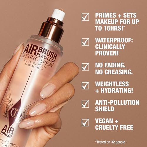 Charlotte Tilbury Airbrush Flawless Setting Spray - Gift Set Essential - Ultra-Fine Mist to Prime & Set Makeup - Perfect f...