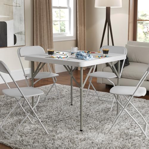Flash Furniture Elon 2.85' Square All-Occasion Plastic Folding Event Table with Locking Legs, Folding Banquet Table for In...