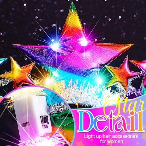 BARTOSI Light up Star Headband LED Glow Headpiece Christmas Holiday Hair Accessories for Women
