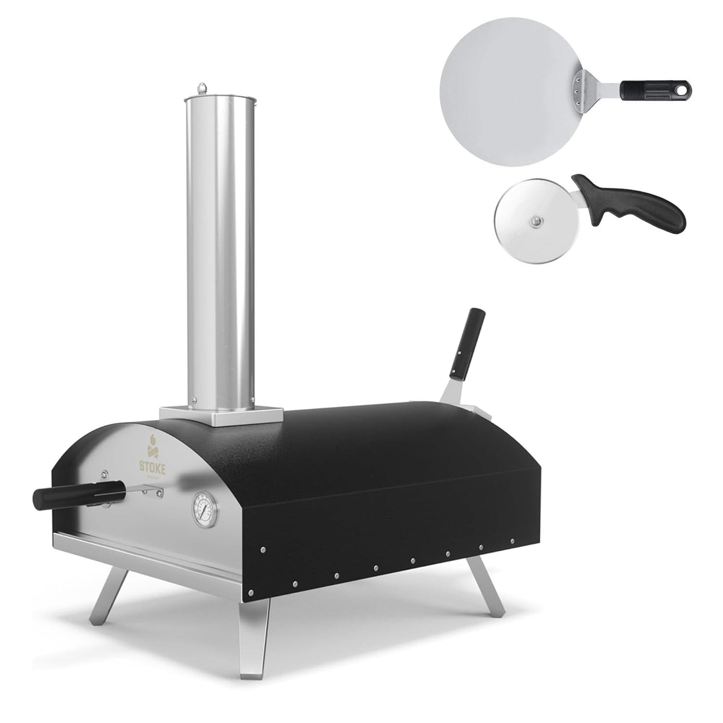 Stoke 13 Inch Outdoor Pizza Oven – Wood Pellet Portable Pizza Oven for Backyard, Camping, or Tailgating – Stainless Steel Oven with Pizza Stone & Accessories