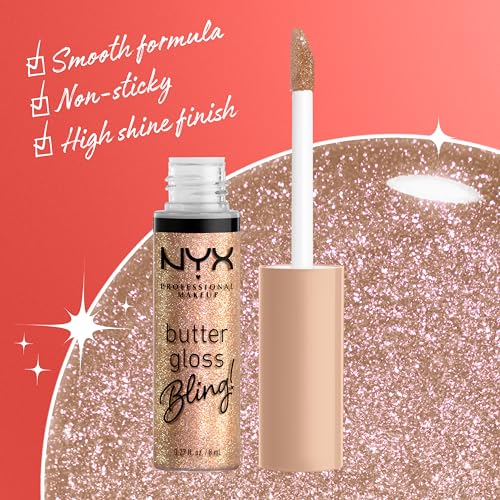 NYX PROFESSIONAL MAKEUP Butter Gloss Bling Lip Gloss, Non Sticky and Shiny Vegan Lip Makeup - Bring The Bling
