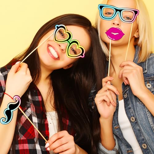 Glow in The Dark Party Supplies Photo Booth Props Neon Party Decorations Photobooth Props Let Glow Party Decorations for B...