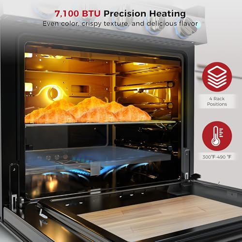 CAMPLUX Classic RV Stove Propane Range 21 Inches, Propane Oven with 3 Burners Cooktop for RV, RV Oven Stove Combo 28,100 B...
