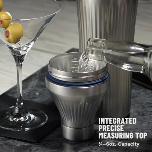 Elevated Craft Diamond Edition Hybrid Cocktail Shaker Set - Premium Vacuum Insulated Stainless Steel, 28 oz, Includes Buil...