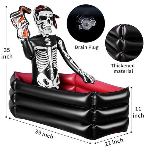 39 Inch Halloween Inflatable Decorations Skeleton Drink Cooler, Large Capacity Ice Bucket for Drinks, Halloween Party Supp...