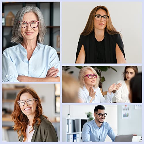 XXZQRYHN Oprah Reading Glasses for Women-5 Pack Blue Light Blocking Square Fashion Readers with Spring Hinge Computer Eyeg...