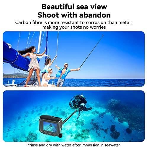 TELESIN G3 Extension Selfie Stick Pole (118"/3M 100% Carbon Fiber), Invisible Light Monopod for DJI Osmo Nano 360 Action 6...